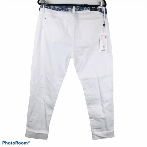 NWT Kensie White Belted Crop Ankle Slim  straight Relaxed Fit Jean Women size 14 - Picture 4 of 16